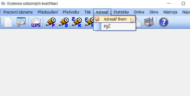 obr. 1 - spuštění adresáře z menu