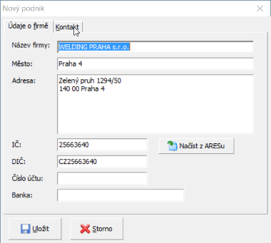 obr. 4 - úprava údajů o firmě