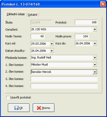 obr. 2 - nastavení základních údajů protokolu