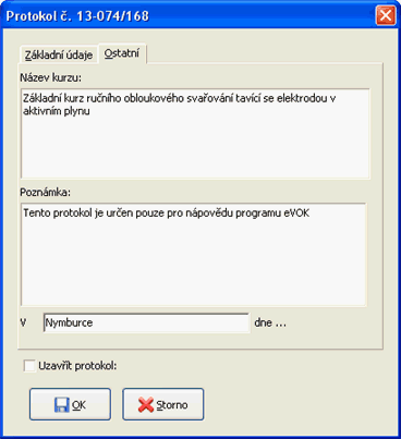 obr. 3 - ostatní údaje protokolu