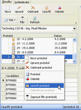 obr. 5 - uzavření protokolu