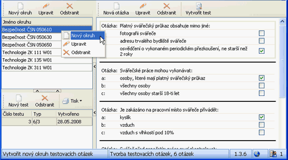 obr. 2 - vytváření testů